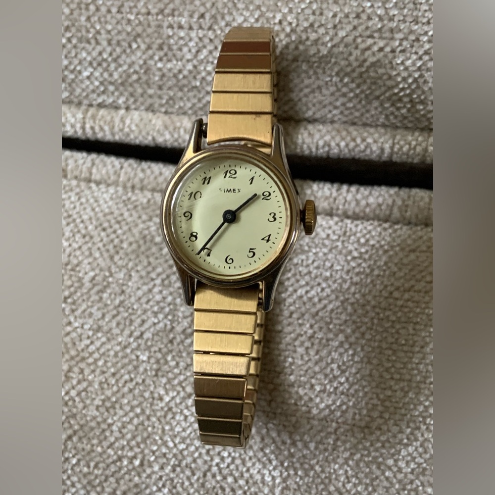 Timex Gold Tone Watch with Ivory Dial